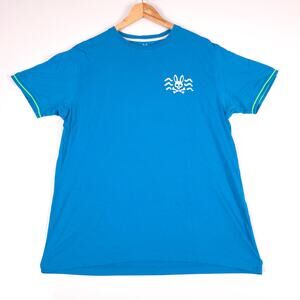 Psycho Bunny Mens Blue Graphic T Shirt Skull Bunny Logo Pima Cotton Size 6 (XL)